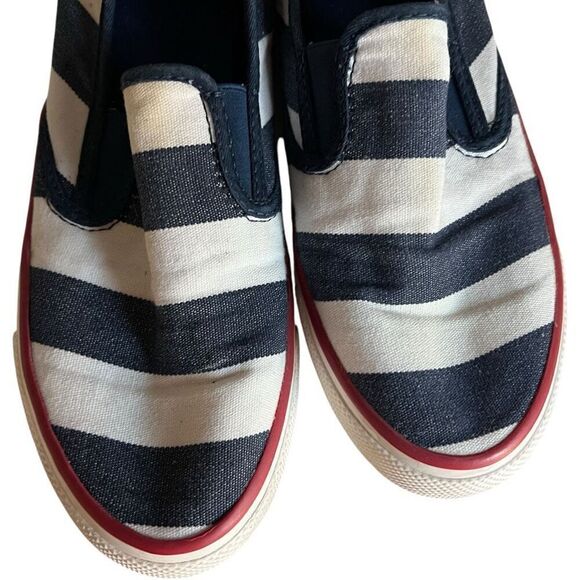 Womens Sperry Seaside Striped Chambray & White Slip-On Shoes - Sz 7.5 - Picture 4 of 5